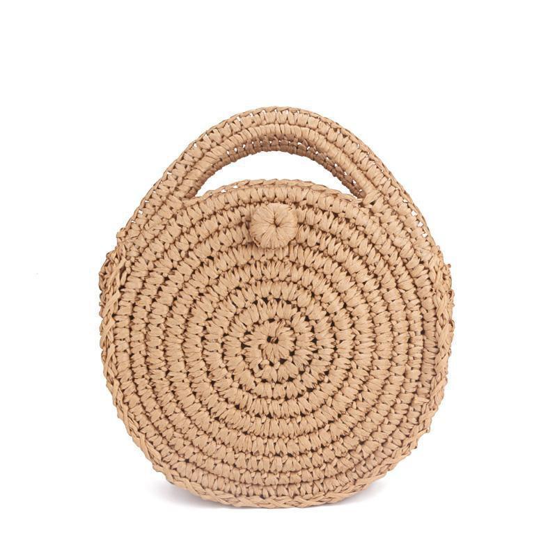 Light brown Sac en Paille Rond - Mia