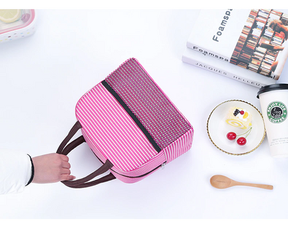 Sac Isotherme Repas Rayé Rose
