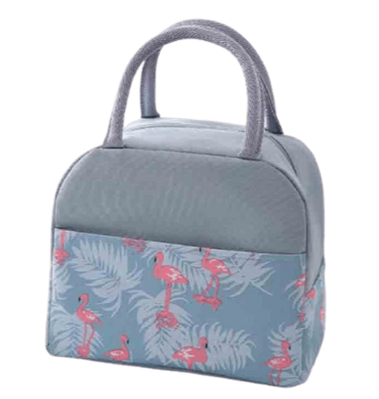 Sac Isotherme Repas Gris Flamants Roses