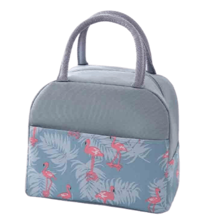 Sac Isotherme Repas Gris Flamants Roses