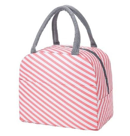 Sac Isotherme Repas Rayé Blanc Et Rose