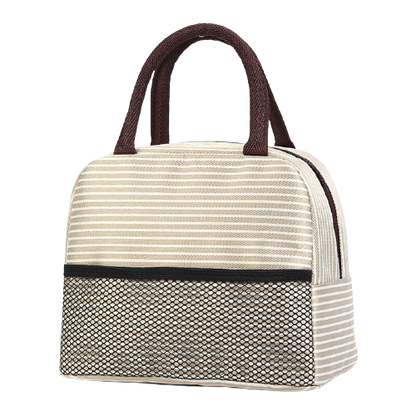 Sac Isotherme Repas Rayé Beige