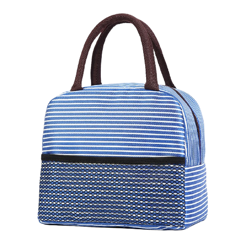 Sac Isotherme Repas Rayé Bleu