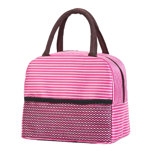 Sac Isotherme Repas Rayé Rose