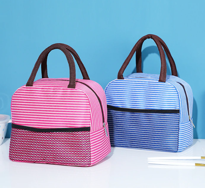 Sac Isotherme Repas Rayé Rose