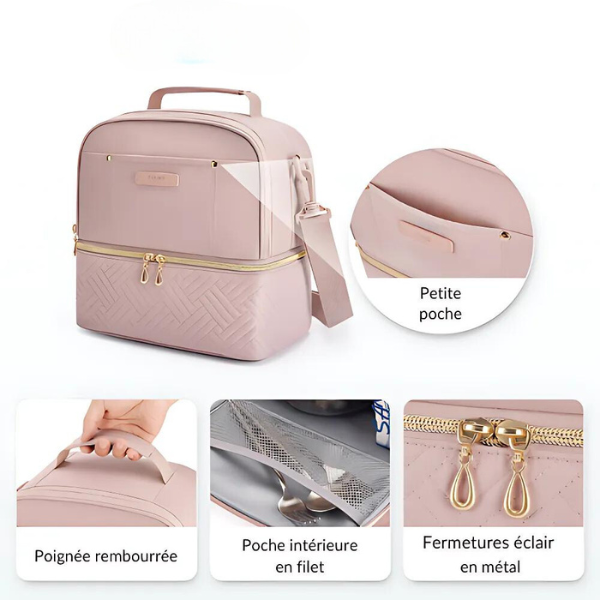 Sac Isotherme Rose Poudré Double Compartiment
