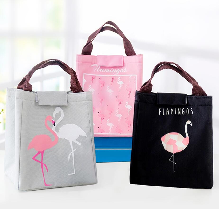 Lunch Bag Noir Flamingos
