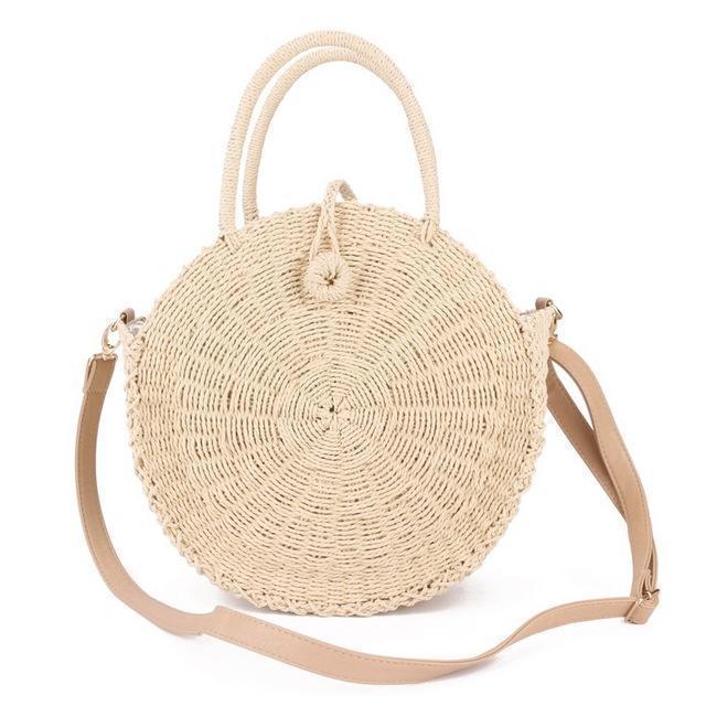 Beige Sac Rond Rotin - Lola