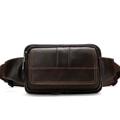 Sacoche Banane Homme en Cuir Marron foncé