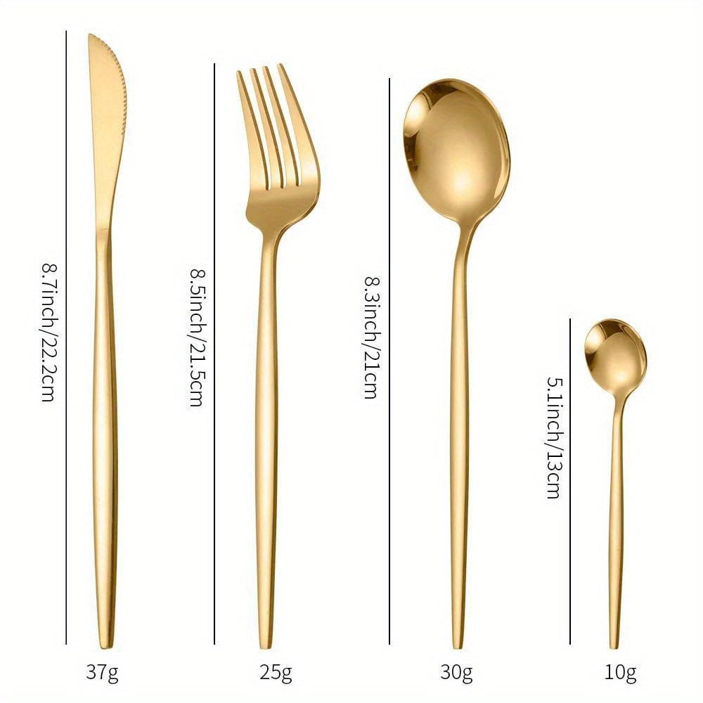 Service de Vaisselle Portugal - 24 pièces en Acier Inoxydable - Set de Couverts Steak Fourchettes Cuillères - Lave-Vaisselle - VVN75871
