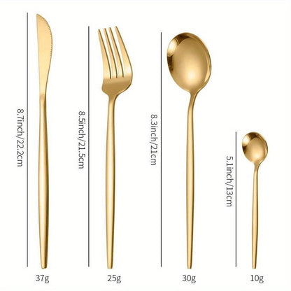 Service de Vaisselle Portugal - 24 pièces en Acier Inoxydable - Set de Couverts Steak Fourchettes Cuillères - Lave-Vaisselle - VVN75871