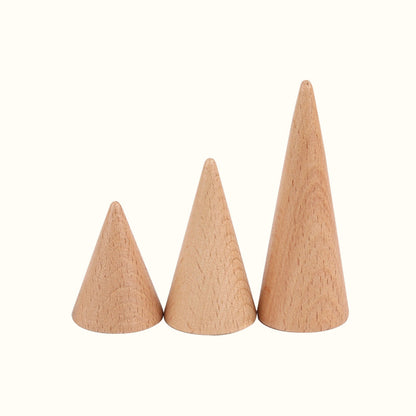 Set 3 cônes porte bagues bois