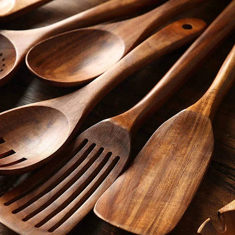Ustensiles de Cuisine EcoChef en Teck - Élégance et Durabilité pour Votre Cuisine