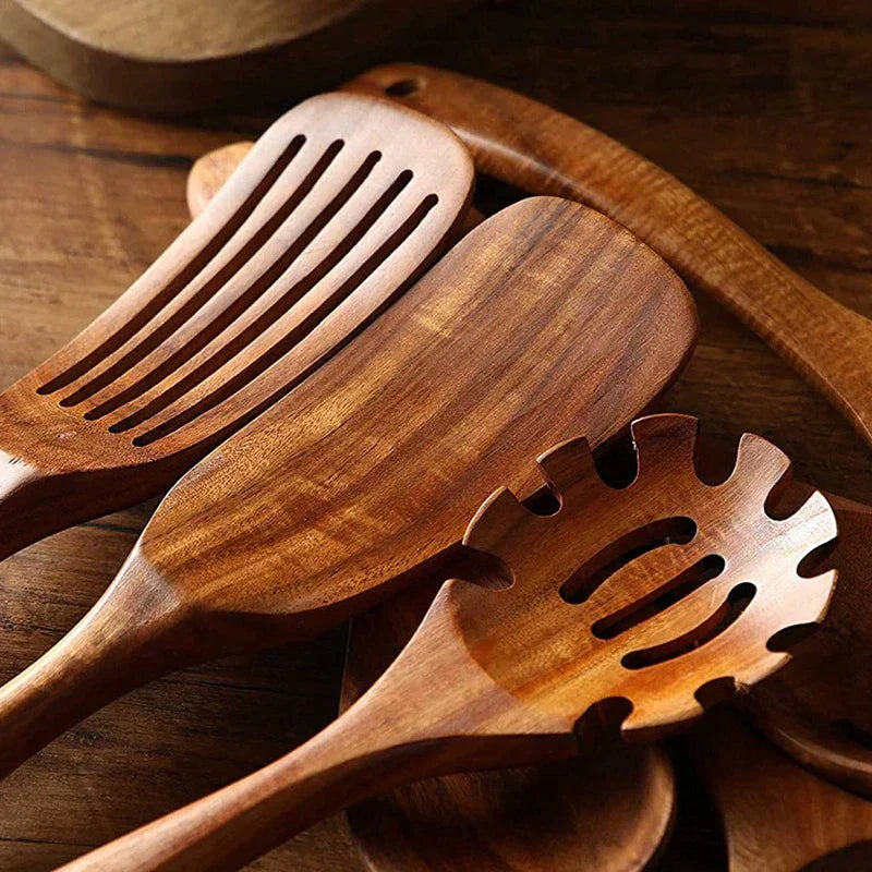 Ustensiles de Cuisine EcoChef en Teck - Élégance et Durabilité pour Votre Cuisine