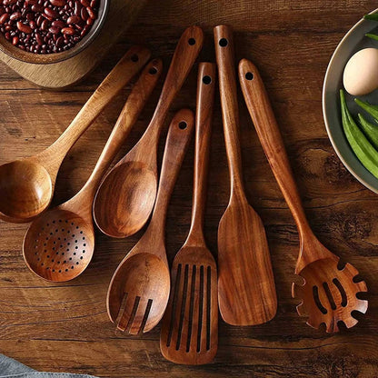 Ustensiles de Cuisine EcoChef en Teck - Élégance et Durabilité pour Votre Cuisine