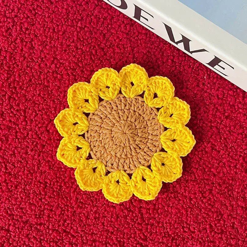 Sous-tasse Crochet Tournesol - Jaune et Marron / 10.8X10.8cm