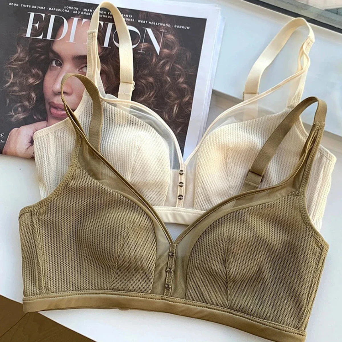 Soutien-gorge coton dentelle sans armature push up