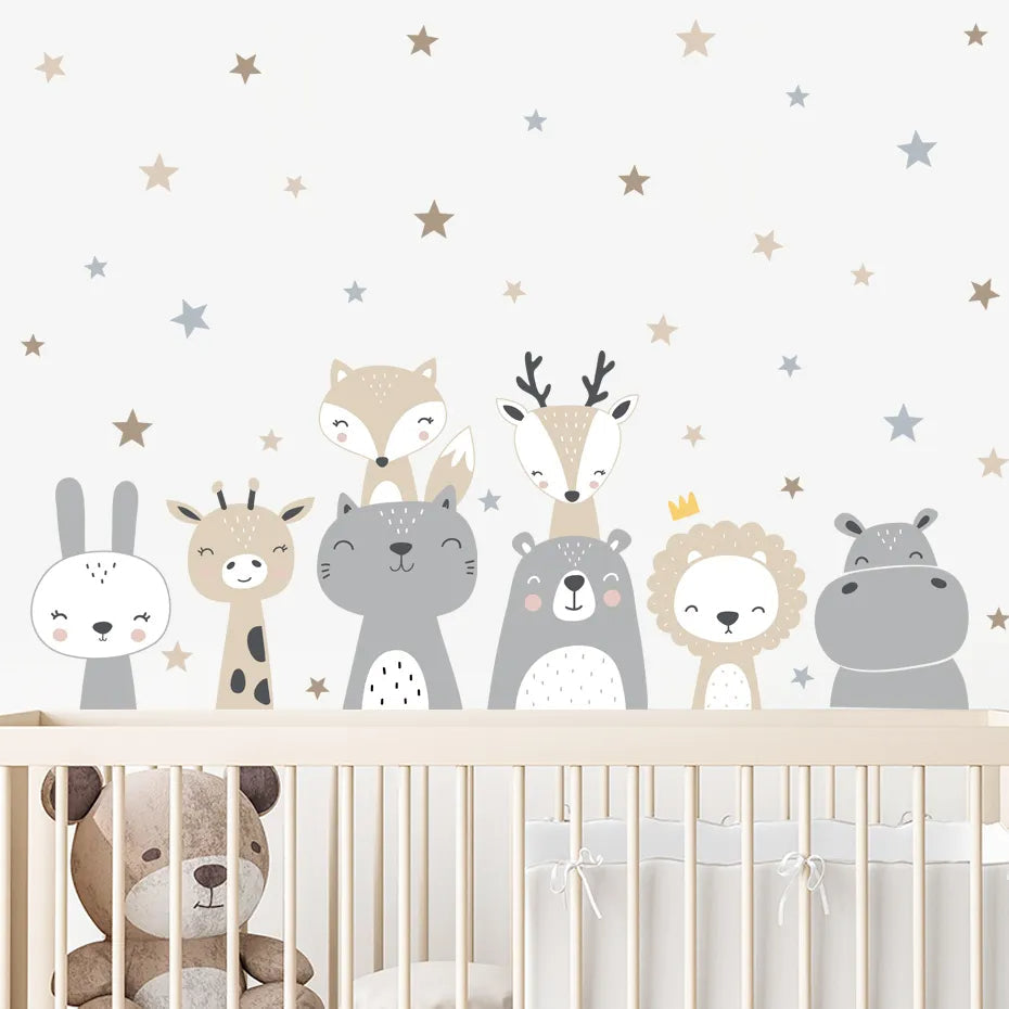 Sticker Mural Chambre avec des Animaux Style Cartoon