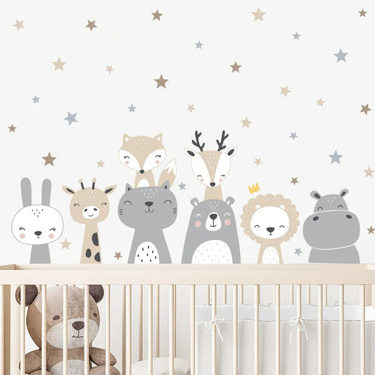 Sticker Mural Chambre avec des Animaux Style Cartoon
