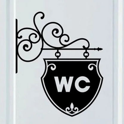 Sticker Mural Salle de Bain en Forme de Panneau avec l'Inscription WC