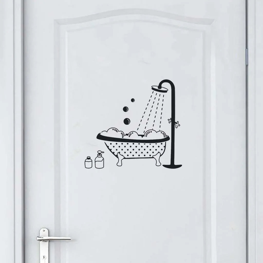 Sticker Mural Salle de Bain Style Baignoire qui Mousse avec des Bulles