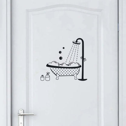 Sticker Mural Salle de Bain Style Baignoire qui Mousse avec des Bulles