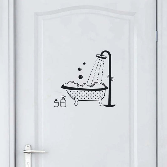 Sticker Mural Salle de Bain Style Baignoire qui Mousse avec des Bulles