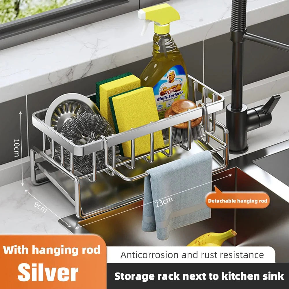 Support à vaisselle égouttant pour évier en acier inoxydable silver