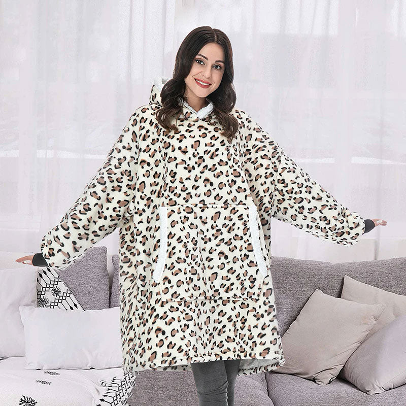 Pull Plaid Leopard à Capuche