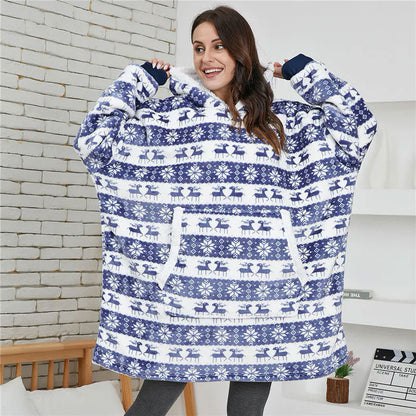 Pull Plaid Noël Bleu