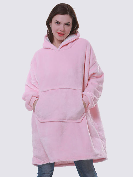 Pull Plaid Rose à Capuche