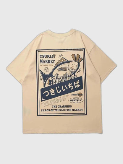 T-Shirt Carpe Japonaise ’Koyina Koi’ - Crème / S