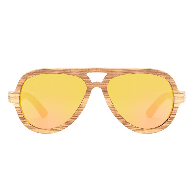 Lunette Aviateur Bois - Orange