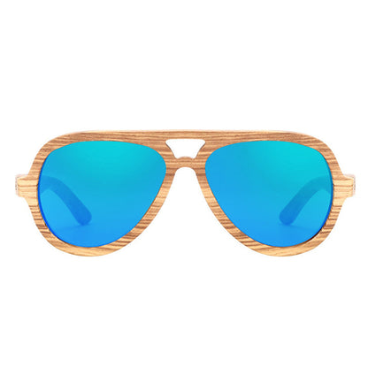 Lunette Aviateur Bois - Bleu