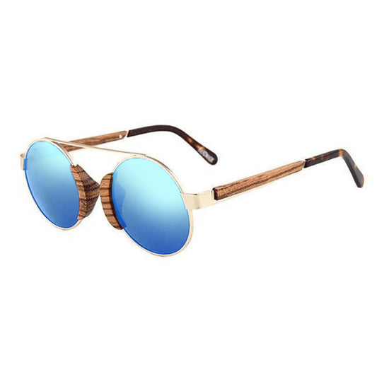 Lunette Soleil Bois Homme - Vintage Bleu