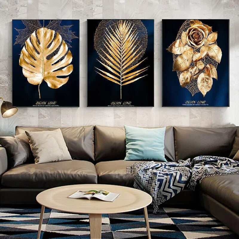 Tableau Décoratif Mural au Design de Feuilles d'Arbres en Toile
