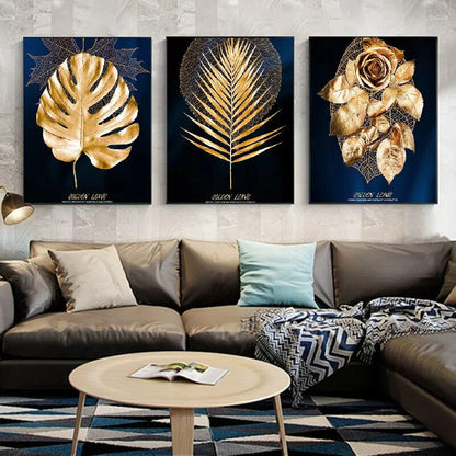 Tableau Décoratif Mural au Design de Feuilles d'Arbres en Toile
