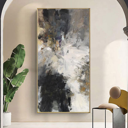 Tableau Abstrait Noir et Blanc Gris