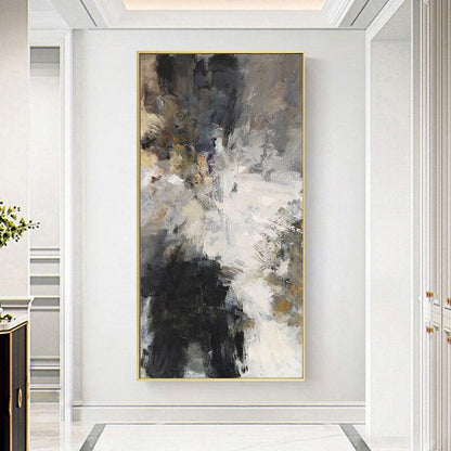 Tableau Abstrait Noir et Blanc Gris