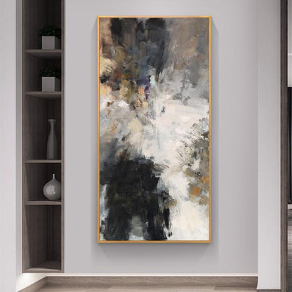 Tableau Abstrait Noir et Blanc Gris