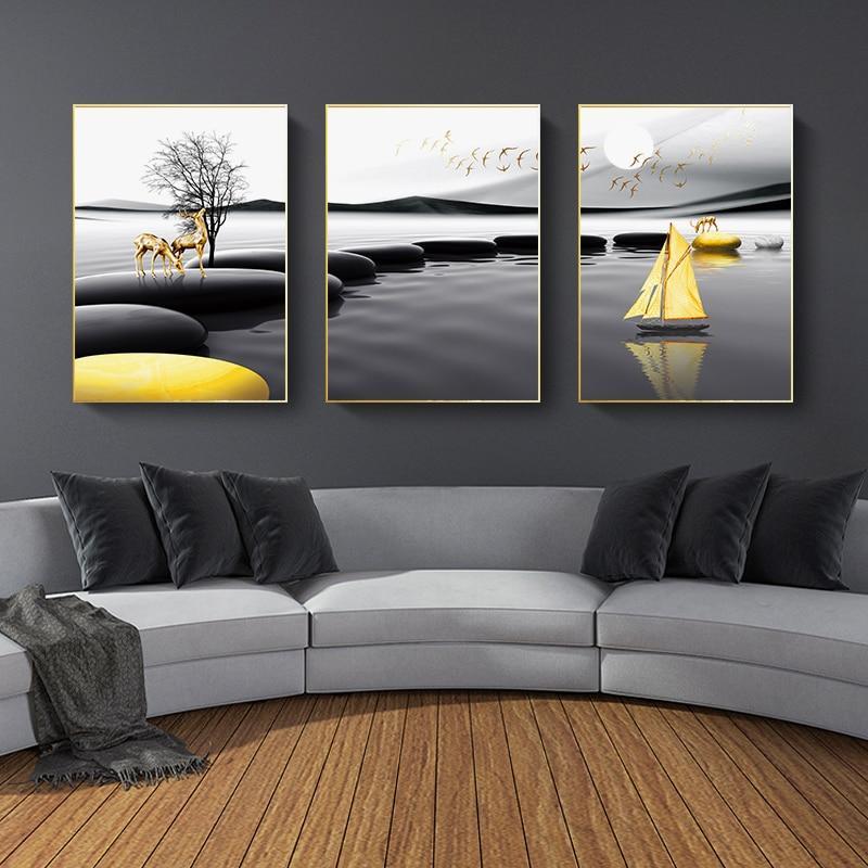 Tableau Scandinave Noir et Blanc Paysage