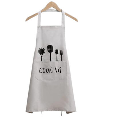 Tablier de Cuisine Classique "Cooking" en PVC Imperméable - Couleur Blanc-cassé