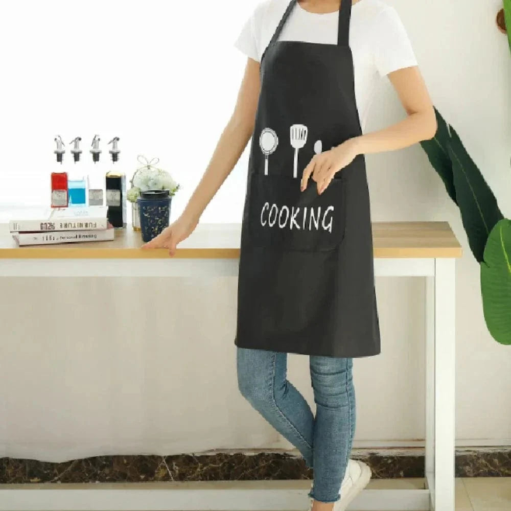Tablier de Cuisine Classique "Cooking" en PVC Imperméable - Couleur Blanc-cassé