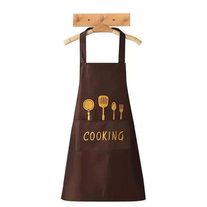 Tablier de Cuisine Classique "Cooking" en PVC Imperméable - Couleur Marron