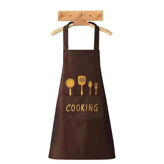 Tablier de Cuisine Classique "Cooking" en PVC Imperméable - Couleur Marron