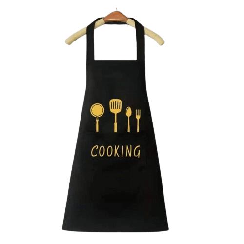 Tablier de Cuisine Classique "Cooking" en PVC Imperméable - Couleur Noire