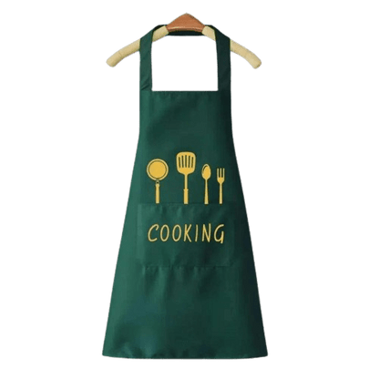 Tablier de Cuisine Classique "Cooking" en PVC Imperméable - Couleur Verte