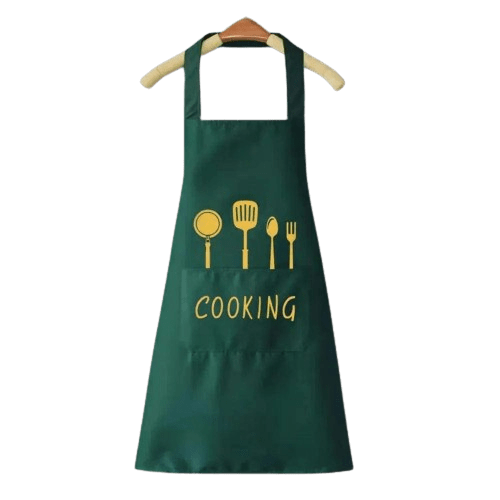 Tablier de Cuisine Classique "Cooking" en PVC Imperméable - Couleur Verte