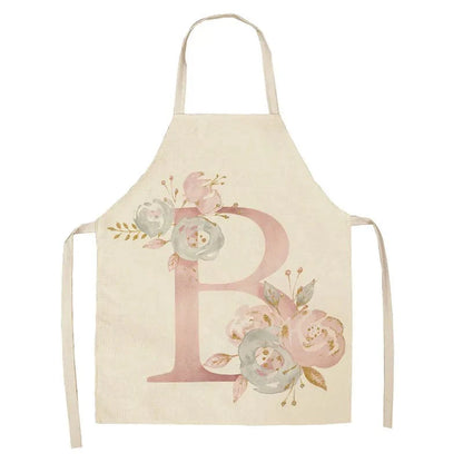 Tablier de Cuisine Enfant Motif Lettre Rose en Lin - Accessoires de Cuisson et de Boulangerie B / 47x38cm child size