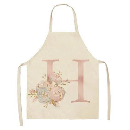 Tablier de Cuisine Enfant Motif Lettre Rose en Lin - Accessoires de Cuisson et de Boulangerie H / 47x38cm child size